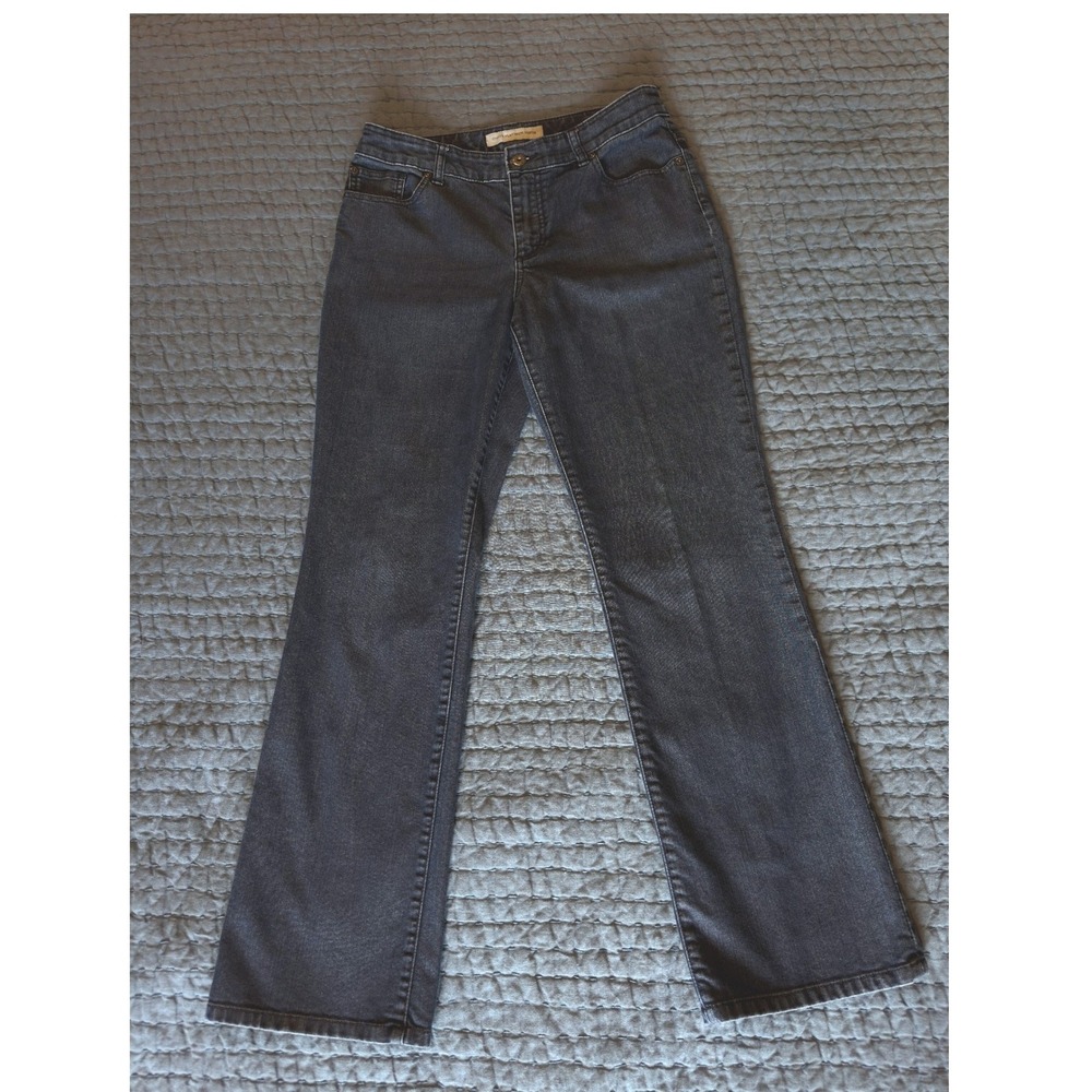 Chicos Platinum Size 1 US 8 Dark Blue Gray Wash Straight Leg Stretch Jeans
